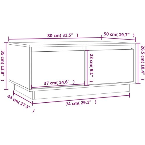  Stolić za kavu sivi 80 x 50 x 35 cm od masivne borovine Slike