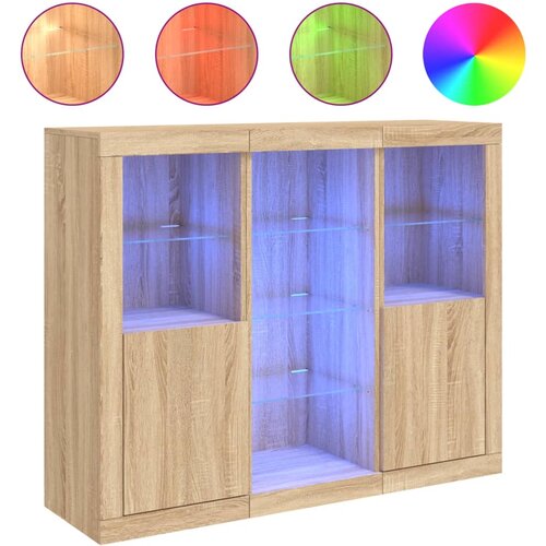 Maison Chic Komoda - Predalnik z LED lučkami 3 kosi sonoma hrast inženirski les, (21721095) Cene