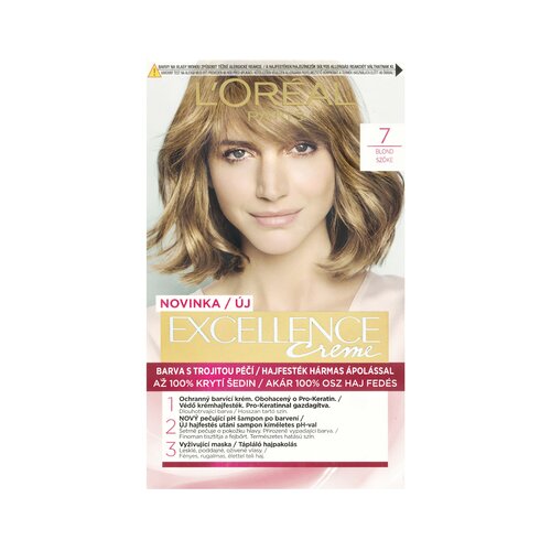 L&amp;acute;Or&amp;eacute;al Paris excellence creme triple protection barva za lase za vse vrste las 48 ml odtenek 7 natural blonde Slike