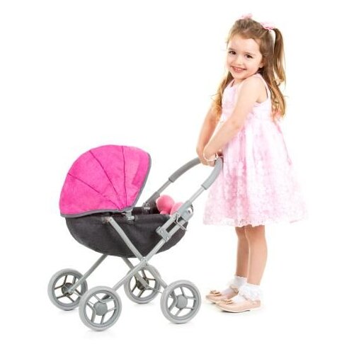 Chipolino KOLICA ZA LUTKE &amp;quot;DAISY&amp;quot; grey / pink linen Slike