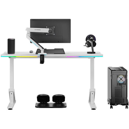 Ultradesk Gaming miza IRON BLACK, 132,5x60,5 cm, 71-81 cm, mehansko nastavljiva vi&scaron;ina, RGB osvetlitev Cene