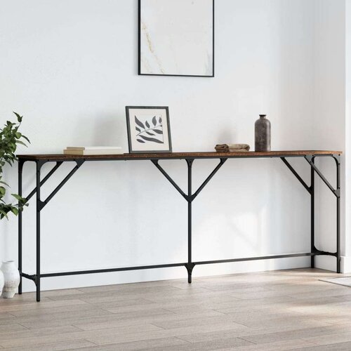  Konzolni stol boja smeđeg hrasta 200x29x75 cm konstruirano drvo Slike