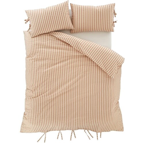 Pineapple Elephant Posteljnina za zakonsko posteljo v barvi terakote 200x200 cm Zanzibar Stripe – Cene