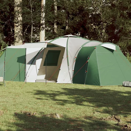 Šator za kampiranje za 12 osoba zeleni 840x720x200 cm taft 185T