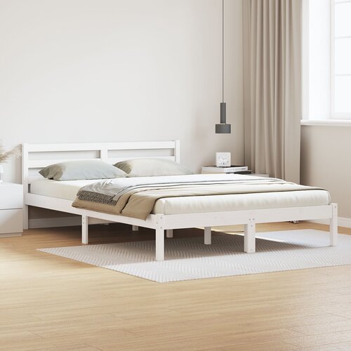 VidaXL Postelja z Naslonom Bela 140x210 cm Trden Bor Slike