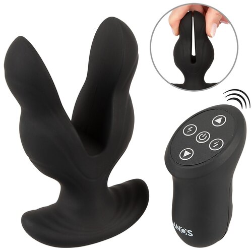 Anos RC Power Expander Plug with Vibration & Electro-Stimulation Black Cene