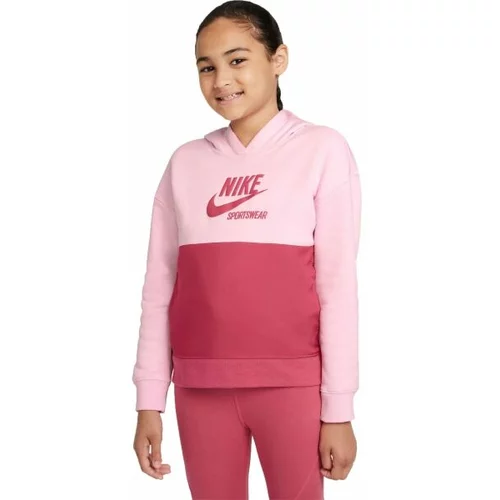 Nike NSW HERITAGE FT HOODIE G Dječja majica, ružičasta, veličina