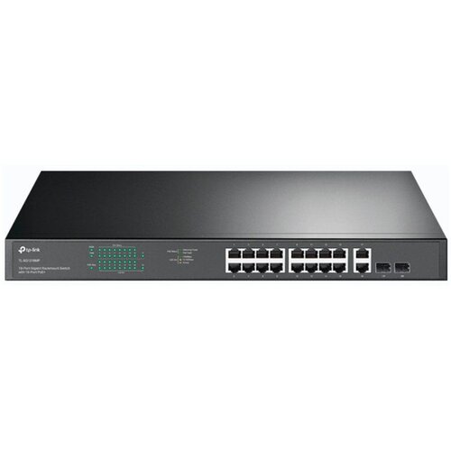  18-port gigabit Unmanaged switch with 16 PoE+ ports, 18 10/100/1000Mbps RJ-45 port, 2 combo SFP ports, compliant with 802.3af/at Slike