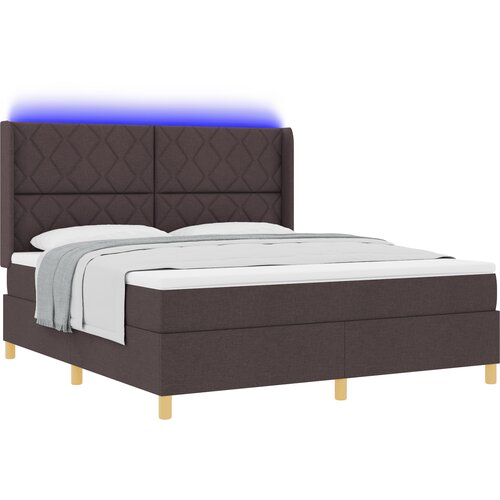 vidaXL Box Spring Krevet s Madracem i LED-om Tamnosmeđa 180x200 cm Tkanina Cijene