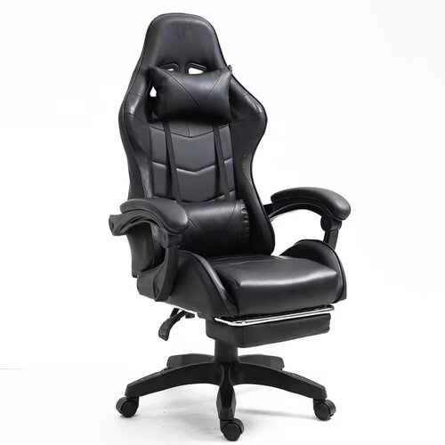 Lean Toys Igralni stol LEAN črna&amp;ndash; ergonomski gaming stol z naslonom za noge Slike