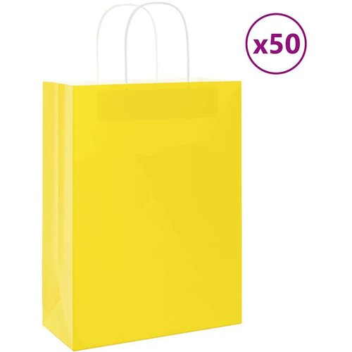 Papirnate vrećice 50 kom s ručkama žute 26x12x35 cm Cene