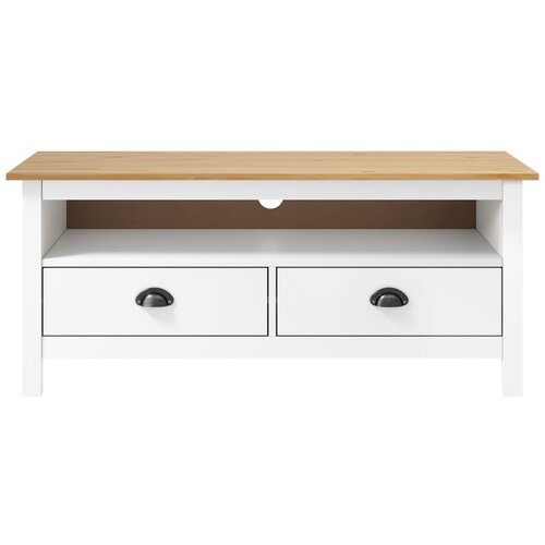 Maison Chic TV omarica - TV stojalo - Televizijska omarica Hill bela 110x40x47 cm trdna borovina, (21701316) Cene