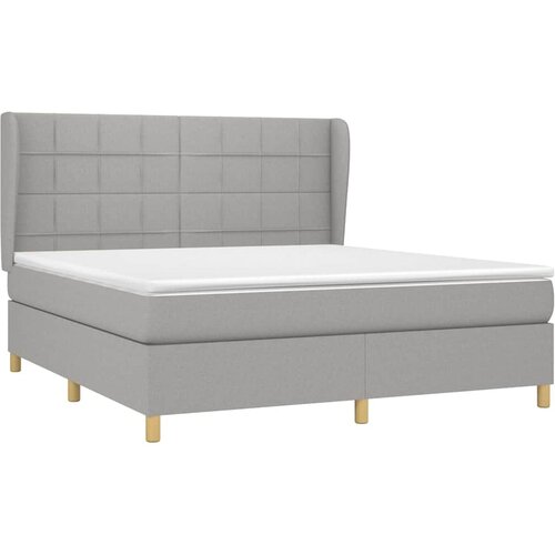  Krevet s oprugama i madracem svjetlosivi 180x200 cm od tkanine Slike