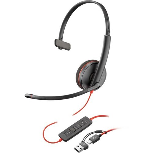 HP poly blackwire 3210 monaural usb-c slušalice + usb-a adapter (8X214AA) Slike