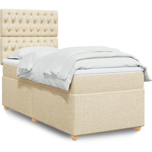  The Living Store Box spring postelja z vzmetnico krem 80x200 cm blago - Box Spring Postelja, (21496807) Slike