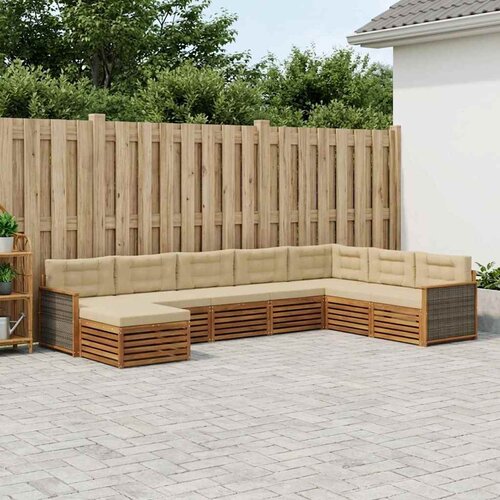  Set vanjskih sofa 8 kom. Prirodna i bež Čvrsto drvo akacije Cene