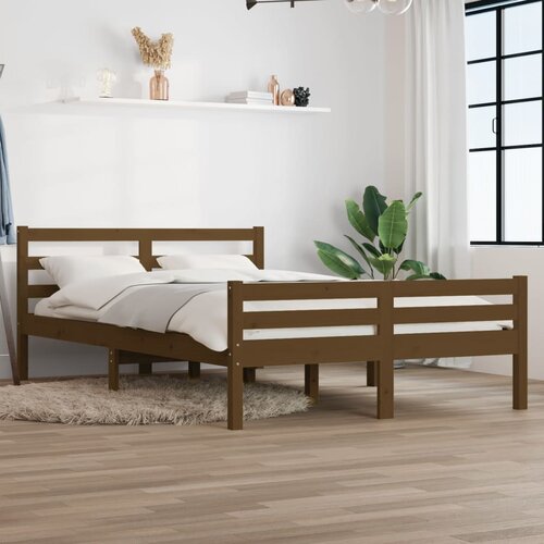  Okvir za krevet masivno drvo boja meda 135 x 190 cm bračni Cene