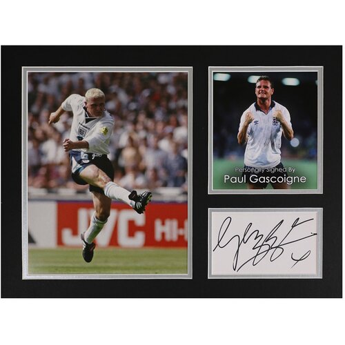  Paul gascoigne signed 16"x12" photo display england autograph memorabilia coa Cene