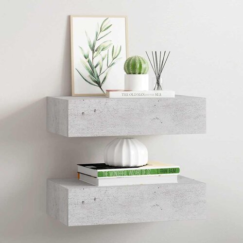  Zidne police s ladicom 2 kom boja betona 40 x 23,5 x 10 cm MDF Cijene