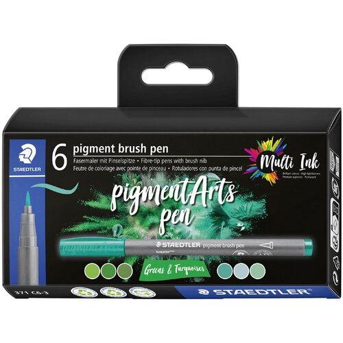 Staedtler fiber pero pigmentni čopič pero, zeleni in turkizni,, (21655348) Cene