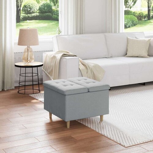  Otoman za pohranu Svijetlo siva 60 x 60 x 45 cm tkanina - Svjetlosiva 60 cm tkanina Cijene