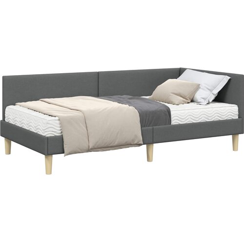  Kutni krevetni okvir s madracem 2 kom. Tamnosiva 90 x 200 cm Slike