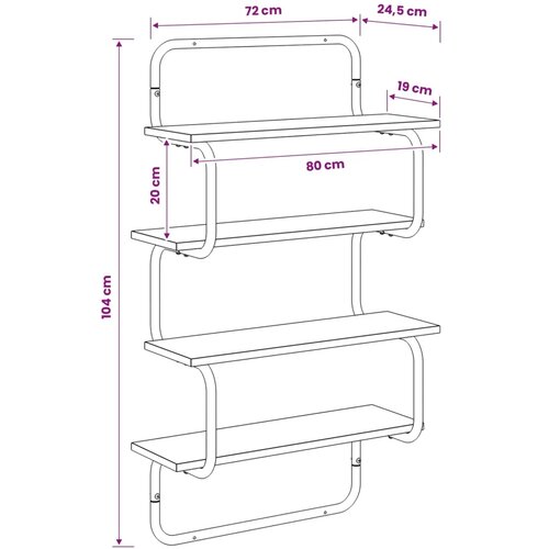  Polica sa 4 nivoa Siva Sonoma 80 x 24 5 x 104 cm - Siva Sonoma 80 cm 4 razine Slike