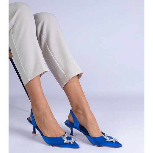 D/CEO marka niezdefiniowana Blue satin pumps with an open heel Melossi Slike