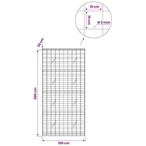 Gabion s žicom debljine 5 mm i mrežom 10x10 cm 100x20x200 cm - 20 cm 200 cm 100 cm Slike