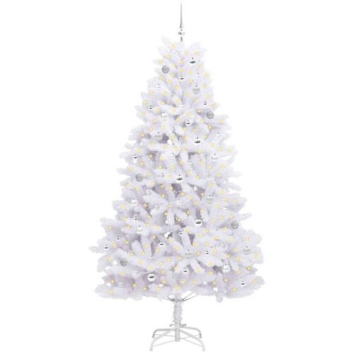  Umjetno božićno drvce s nogom Bijelo 240 cm PVC i čelik Slike
