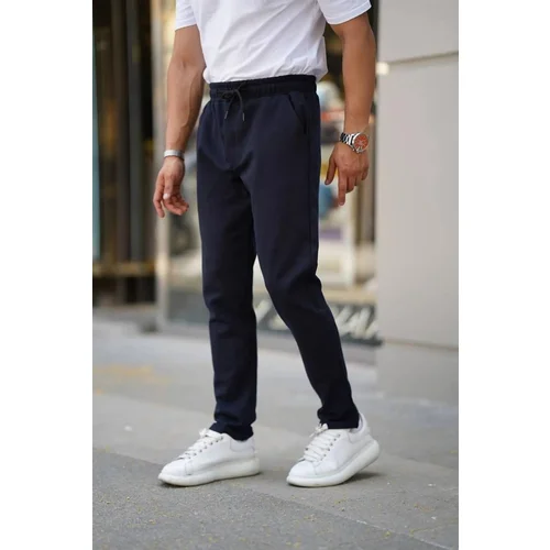 Dewberry 28229 Elastic Lace Mens Jogger Pants-NAVY BLUE