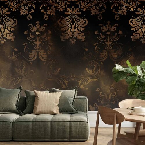  Foto tapeta - Baroque Ornaments in Patinated Gold and Browns: Retro Motif 441x315 Samoljepljiva Cene