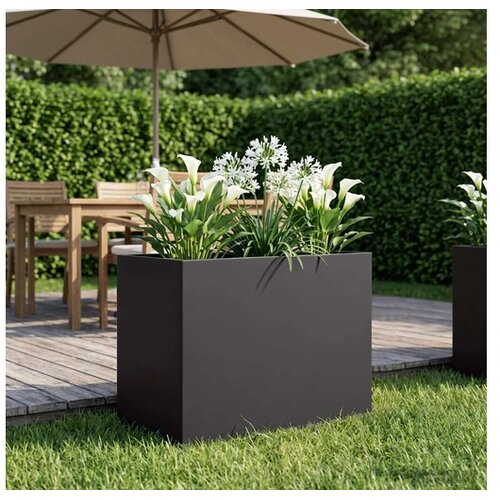 vidaXL Vrtna saksija Crna 60 x 40 x 50 cm Čelična vrata - Crna 60 x 40 x 50 cm 1 Cene