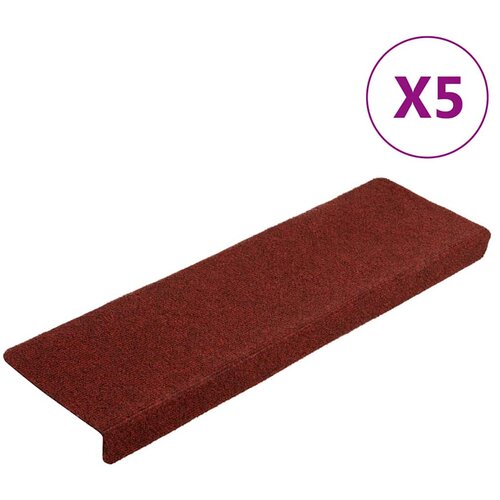  Prostirke za stepenice, samoljepljive, 5 kom, 65x21x4 cm, bordo crvene, pravokutni rub Cene