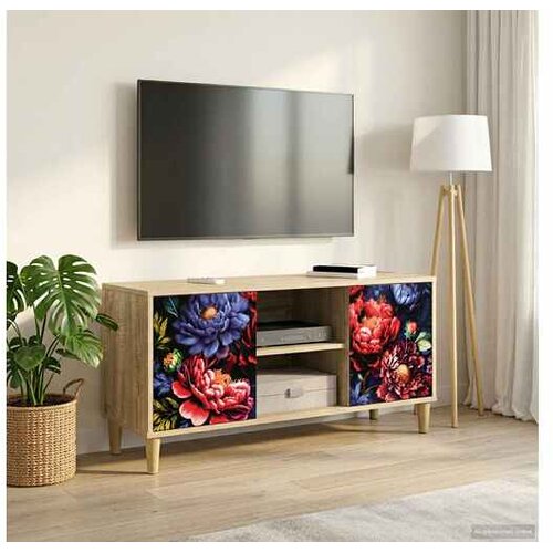 vidaXL TV ormar KIEL 102 x 33 x 50 cm Sonoma Konstruirano drvo - Tamni cvjetni uzorak Cene