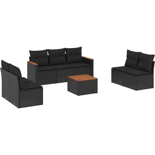  8-dijelni set vrtnih sofa od poliratana s jastucima crni Crna 61 x 62 x 69 cm Slike