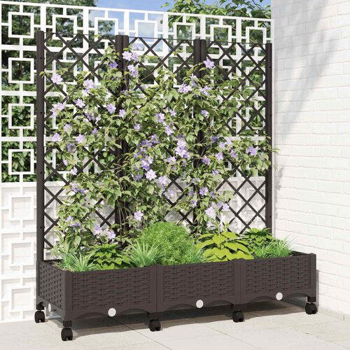  Vrtni saksija s re&scaron;etkom i kotačima Smeđa 120 x 40 x 131,5 cm Cijene