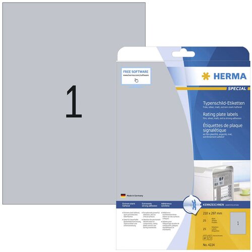 Herma samolepilne etikete superprint 4224, (210 x 297 mm), 25/1, srebrne Slike