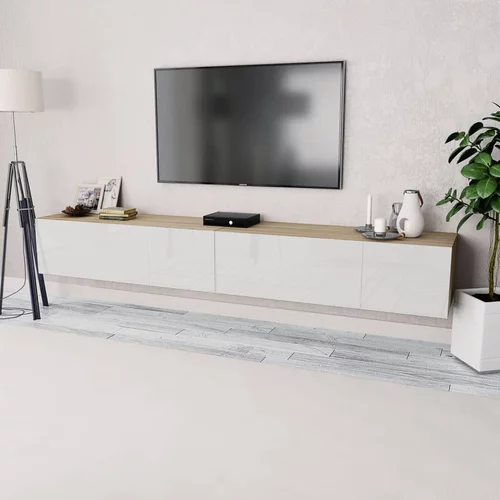 vidaXL TV omarica 2 kosa iverna plošča 120x40x34 cm sijajno bela hrast