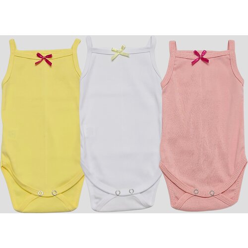 Corall Bodi Uska Bretela Za Devojčice Set Od 3/ Žuti - Beli - Roze Slike