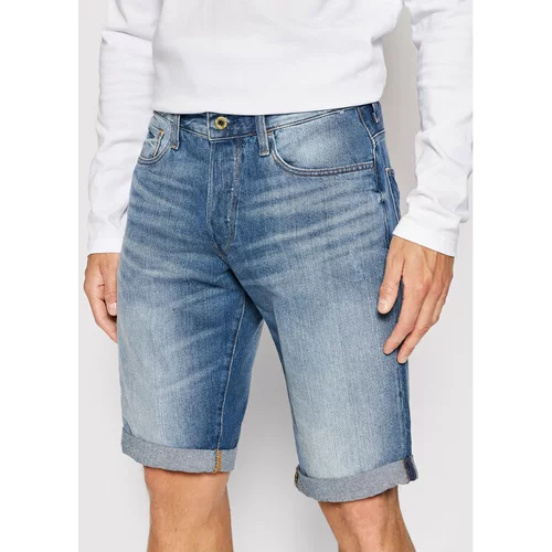 G-star Raw Jeans kratke hlače 3301 1/2 D07432-8973-071 Mornarsko modra Straight Fit