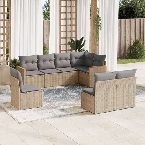  8-dijelni set vrtnih sofa s jastucima bež od poliratana Cene