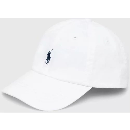 Polo Ralph Lauren Bombažna bejzbolska kapa bela barva