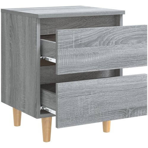  Noćni ormarići s drvenim nogama 2 kom sivi hrast 40x30x50 cm Slike