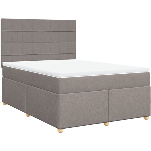 VidaXL Krevet s oprugama i madracem smeđesivi 140 x 190 cm od tkanine Slike