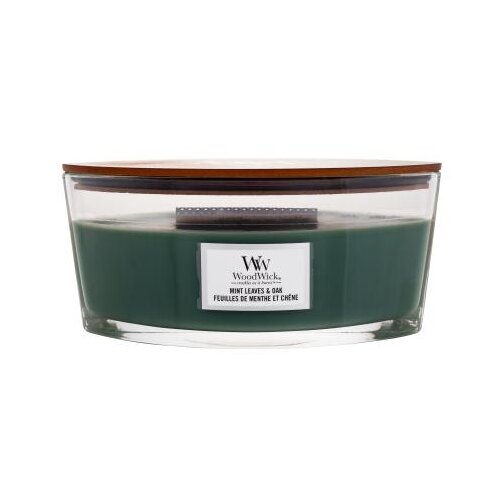 WoodWick Mint Leaves &amp;amp; Oak 453.6 g mirisna svijeća Slike