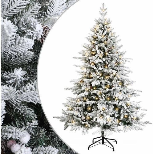  Umjetno božićno drvce s nogom 210 cm 300 LED lampica - Zelena i bijela 210 cm s LED svjetlima Slike