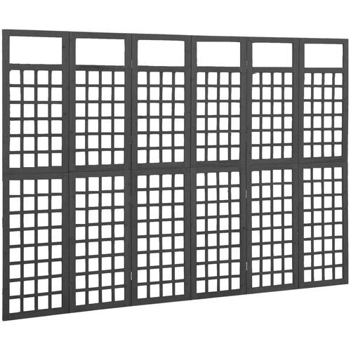  pregrada / re&amp;scaron;etka sa 6 panela jelovina 242,5x180 cm crna Slike