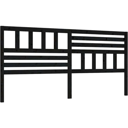  Uzglavlje za krevet crno 206 x 4 x 100 cm od masivne borovine Slike