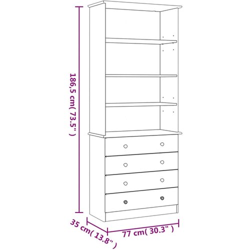  Regal za knjige s ladicama ALTA 77x35x186,5 cm masivna borovina Slike
